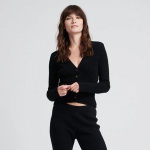 NAADAM Cashmere Ribbed Cropped Cardigan
